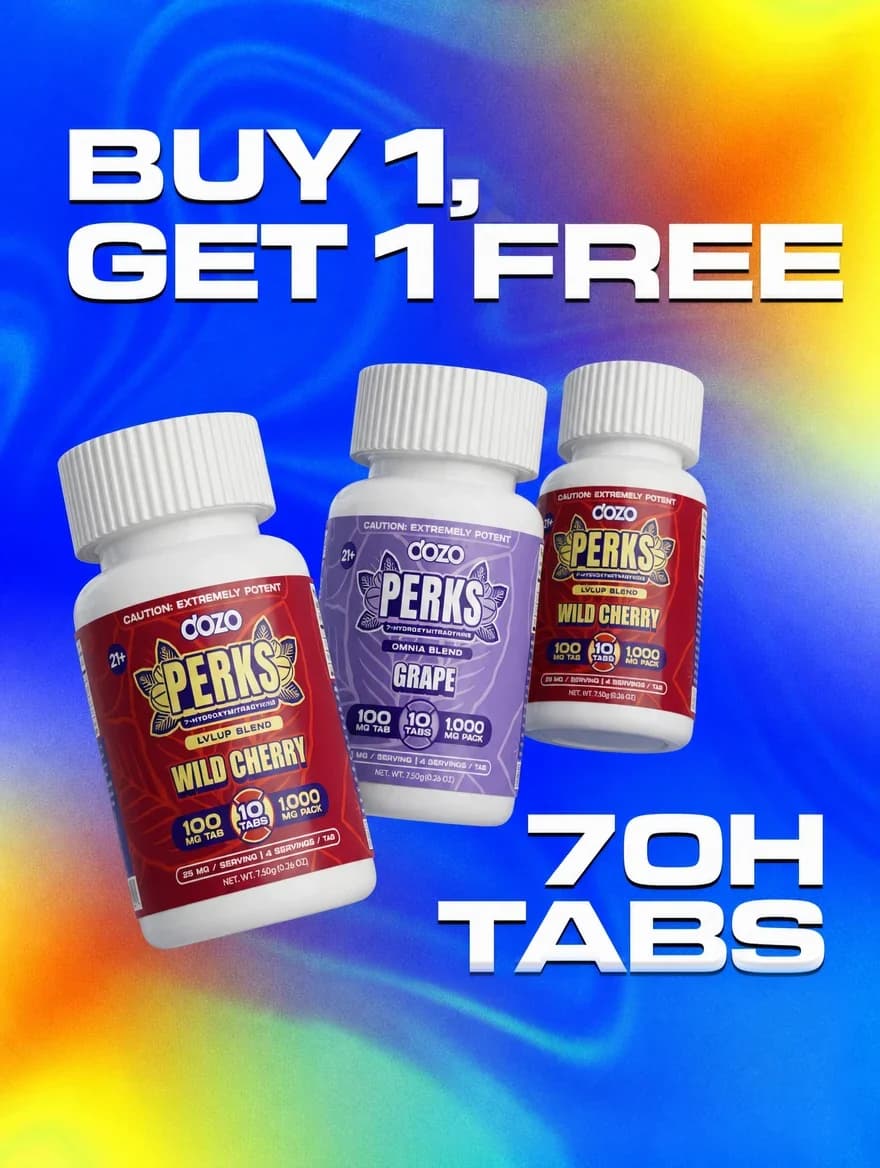 DOZO PERKS 7-OH tablet jars in Wild Cherry and Grape, Buy 1 Get 1 Free